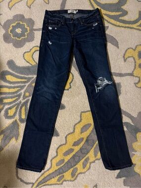 Abercrombie Dark Blue Distressed Straight Leg Jeans